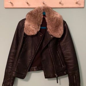 Faux leather coat